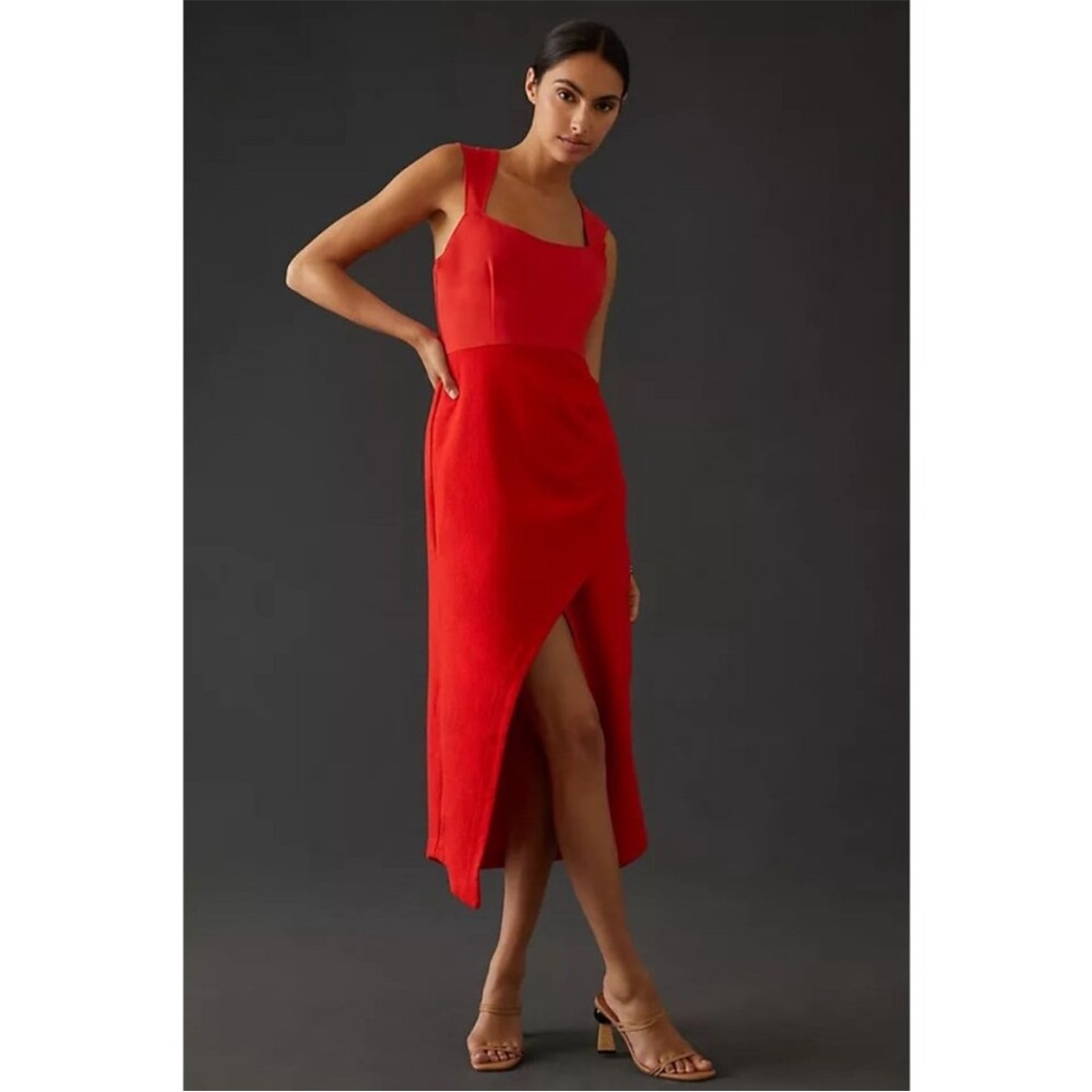 Anthropologie Maeve Squareneck Red Maxi Dress Size 12 AS IS